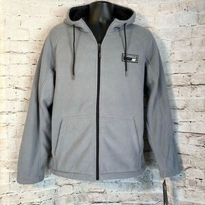 New Balance Gray Fleece Full Zip Hoodie Jacket Lined Black Mens Size Small NWT